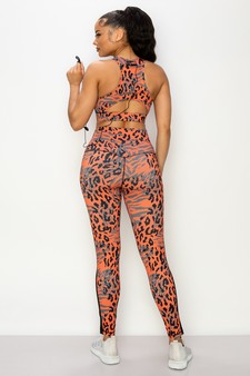 Women’s Cheetah Meets Tiger Printed Activewear Set style 4