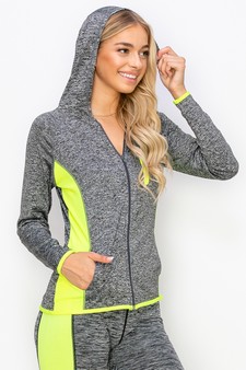 Women's active wear zip up jacket with hoodie style 3