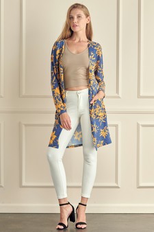 Women's Longline Floral Cardigan with Pockets style 4