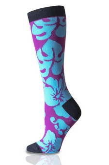 Cotton Republic® Hawaiian Hibiscus Print Men's Dress Socks style 3