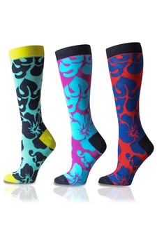 Cotton Republic® Hawaiian Hibiscus Print Men's Dress Socks style 4