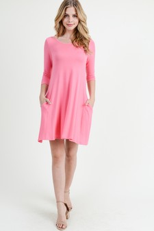 Women's 3/4 Sleeve Swing Dress with Pockets style 7