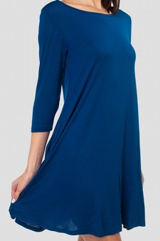 Women's 3/4 Sleeve Swing Dress with Pockets style 4