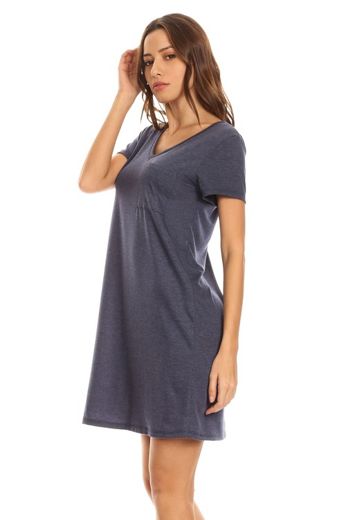 Cross Back V-Neck Pocket T-Shirt Dress - Wholesale - Yelete.com