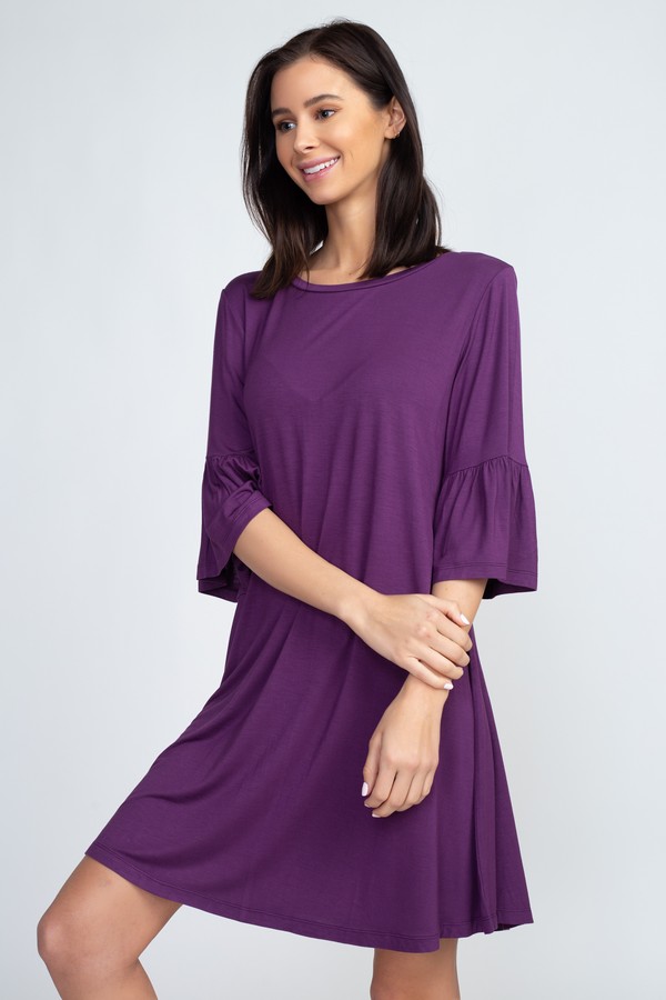 Women's Peplum 3/4 Sleeve Dress - Wholesale - Yelete.com