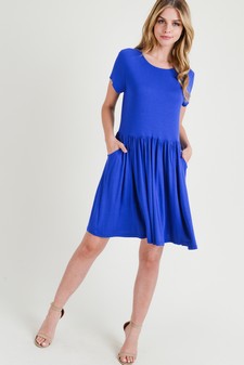 Women's Short Sleeve Babydoll Dress with Pockets style 8