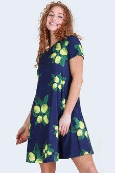 Women's Lots of Lemon Print Dress with Pockets style 3