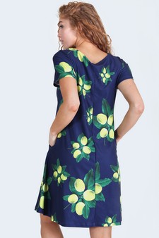 Women's Lots of Lemon Print Dress with Pockets style 5
