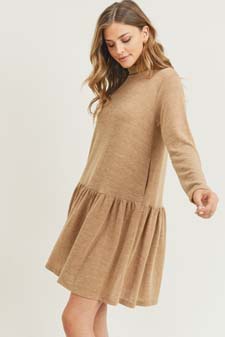 Women's Turtleneck Peplum Hem Sweater Dress style 3