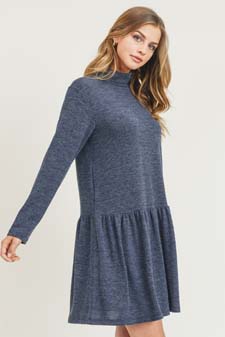 Women's Turtleneck Peplum Hem Sweater Dress style 3