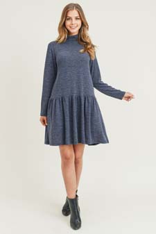 Women's Turtleneck Peplum Hem Sweater Dress style 5