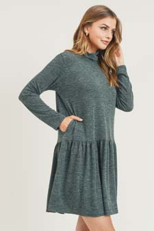 Women's Turtleneck Peplum Hem Sweater Dress style 2