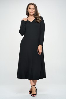 Women's V-Neck Maxi Dress with Pockets style 5