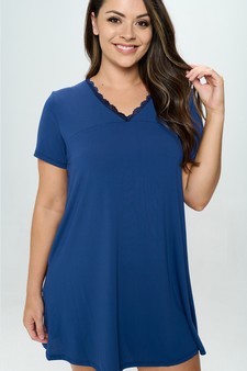 Women’s Lace Neckline Detail T-Shirt Dress style 4