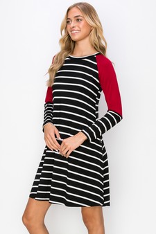 Women’s Hi-Line Color Block Striped Long Sleeve Dress style 2