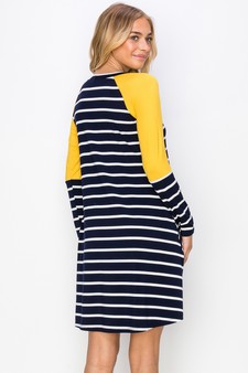 Women’s Hi-Line Color Block Striped Long Sleeve Dress style 3