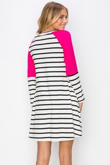 Women’s Hi-Line Color Block Striped Long Sleeve Dress style 3