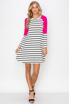 Women’s Hi-Line Color Block Striped Long Sleeve Dress style 4