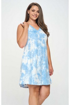 Women’s Fit and Flare V-Neck Tie Dye Dress style 2