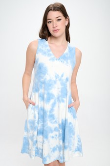 Women’s Fit and Flare V-Neck Tie Dye Dress style 4