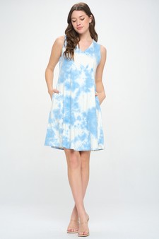Women’s Fit and Flare V-Neck Tie Dye Dress style 5