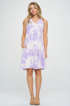 Women’s Fit and Flare V-Neck Tie Dye Dress style 5