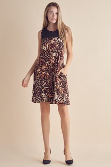 Women's Classy Cheetah Block A-line Dress style 5