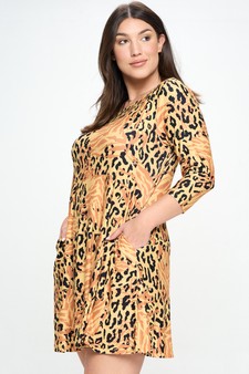 Women’s Golden Shades Mixed Animal Print Dress (XL only) style 2