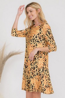 Women’s Golden Shades Mixed Animal Print Dress style 2
