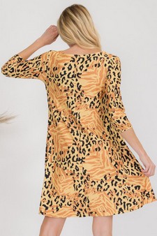 Women’s Golden Shades Mixed Animal Print Dress style 3
