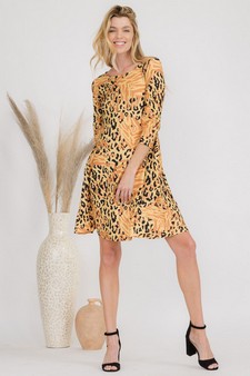 Women’s Golden Shades Mixed Animal Print Dress style 4