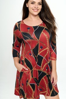 Women’s Tassel and Chains Print A-Line Dress style 4