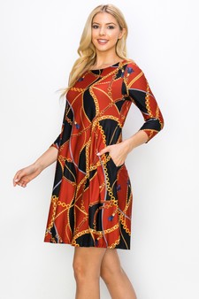 Women’s Tassel and Chains Print A-Line Dress style 2