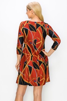 Women’s Tassel and Chains Print A-Line Dress style 3