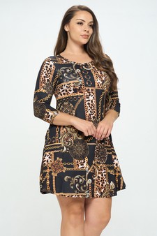 Women’s Chain Link Printed A-line Dress style 2