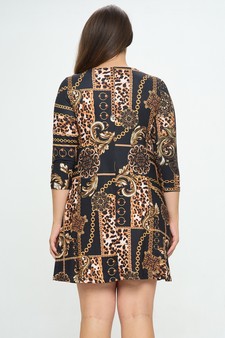 Women’s Chain Link Printed A-line Dress style 3