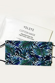 Triple-Layer Cloth Palm Leaf Print Face Masks for Adults style 2