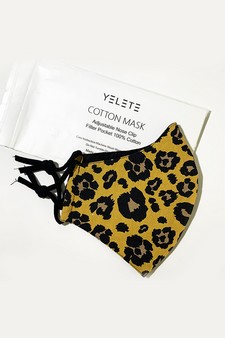 3-Layer Leopard Print Cotton Fabric Face Masks for Adults style 2