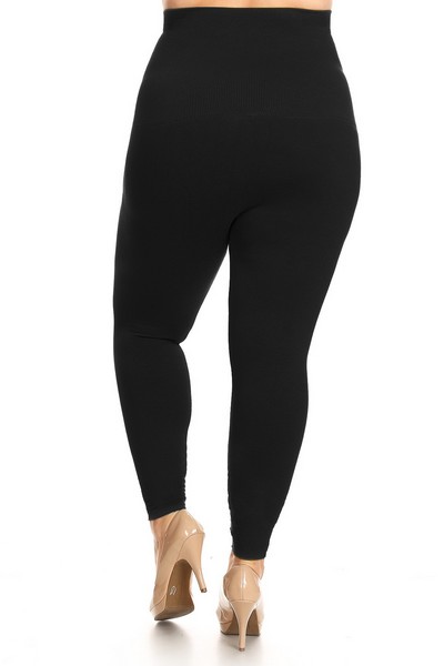 Plus Size High Waist Cotton Compression Tights with French Terry ...