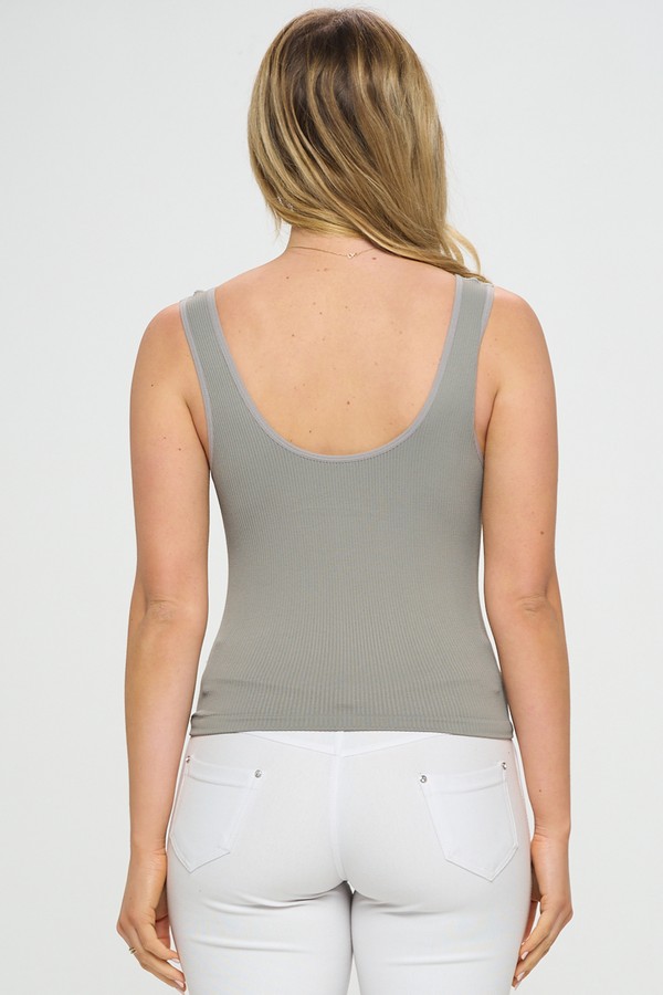 Women's Reversible Ribbed Seamless Tank - Reversible - Sleeveless - Seamless  - Stretchy - High Quality - Buttery soft - Cropped - Material: 92% Nylon,  8% Spandex, 7317849