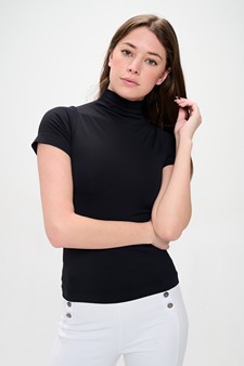Women’s Bare Essential Seamless Mock Neck Short Sleeve Top style 4