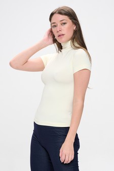 Women’s Bare Essential Seamless Mock Neck Short Sleeve Top style 2