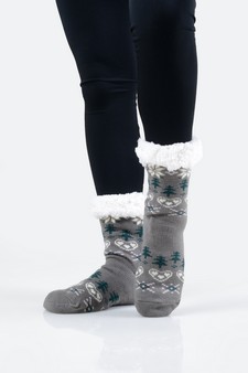 Women's Non-slip Heart And Tree Pattern Christmas Slipper Socks style 10
