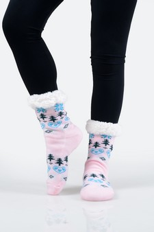 Women's Non-slip Heart And Tree Pattern Christmas Slipper Socks style 16