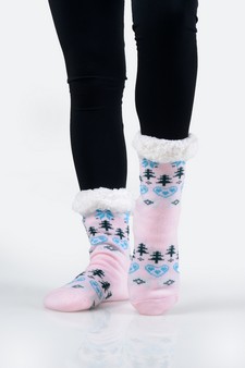 Women's Non-slip Heart And Tree Pattern Christmas Slipper Socks style 17