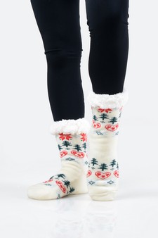 Women's Non-slip Heart And Tree Pattern Christmas Slipper Socks style 7