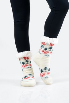Women's Non-slip Heart And Tree Pattern Christmas Slipper Socks style 9