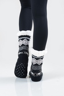 Women's Non-slip Faux Sherpa Pattern Christmas Slipper Socks style 18