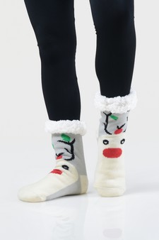 Women's Non-slip Faux Sherpa Christmas Slipper Socks style 13