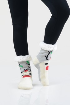 Women's Non-slip Faux Sherpa Christmas Slipper Socks style 15